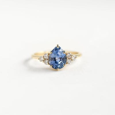 Blue pear sapphire engagement ring