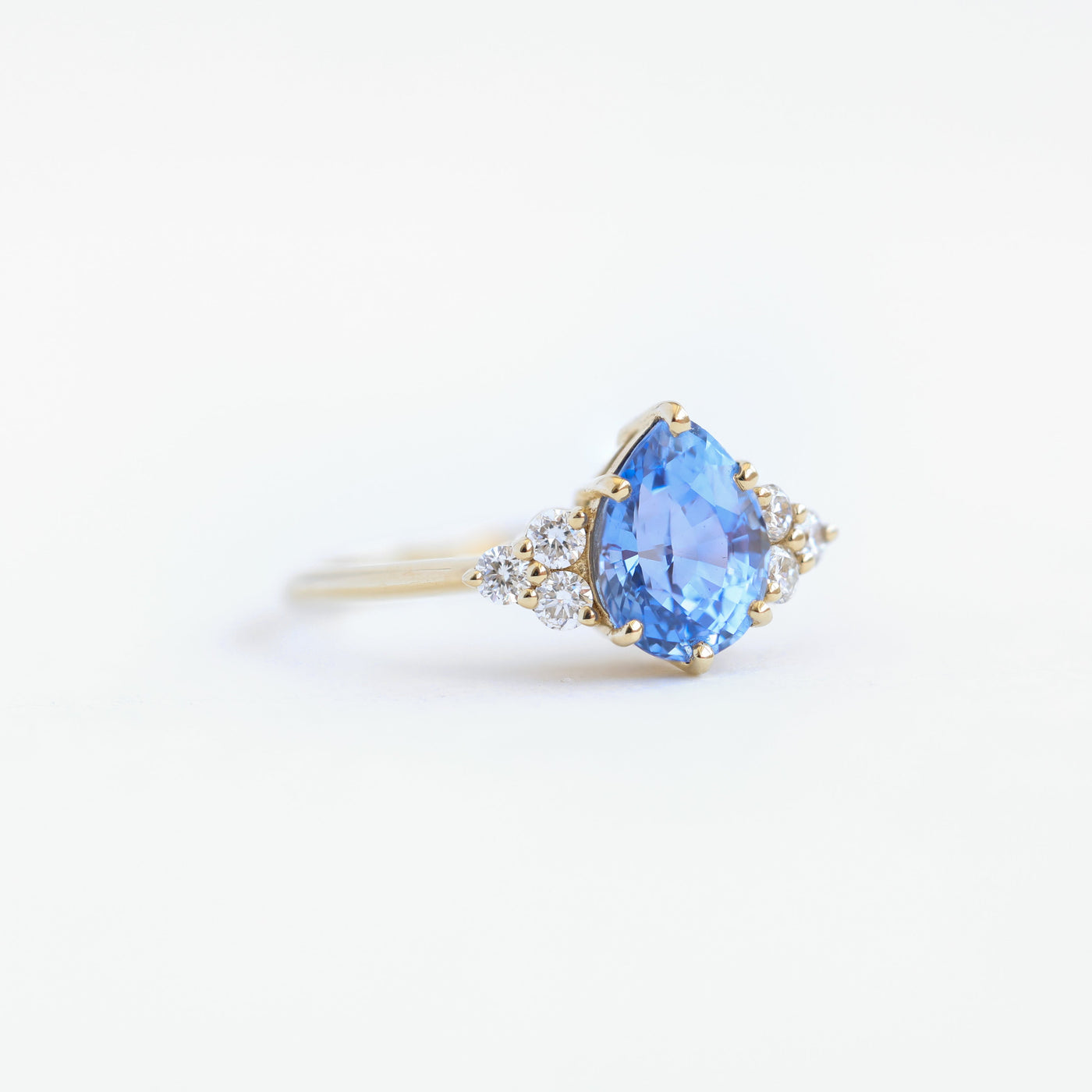 Blue pear sapphire engagement ring