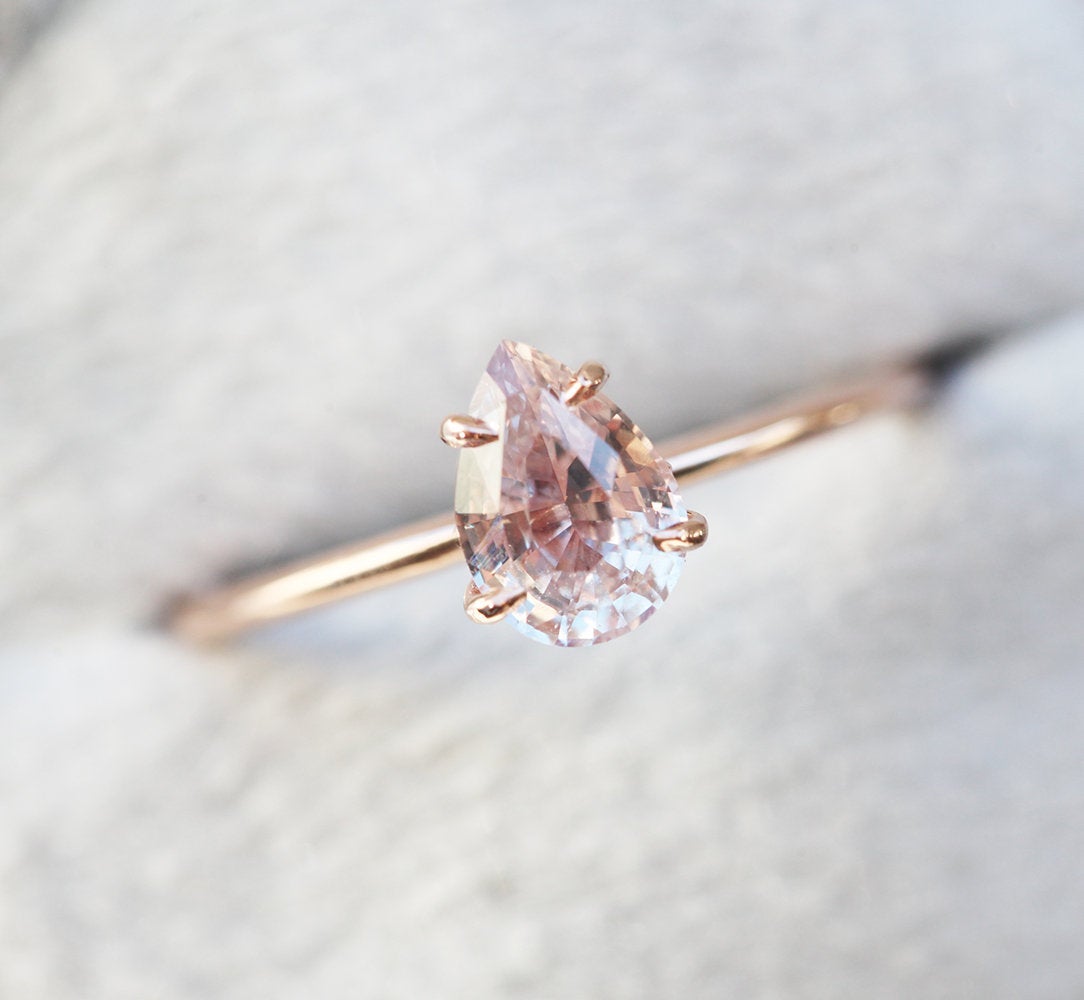 Pear-shaped pink sapphire ring