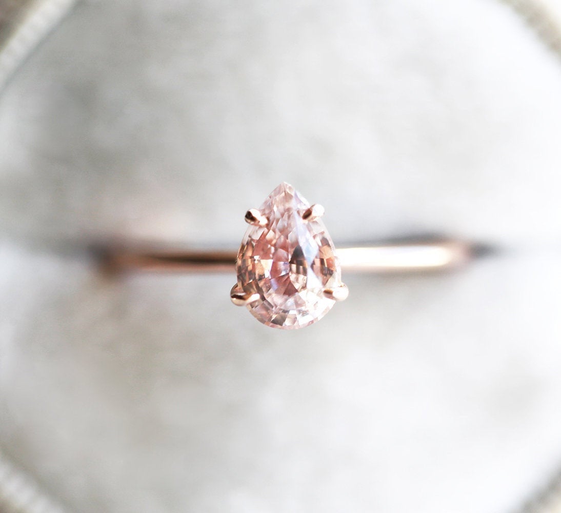 Pear-shaped pink sapphire ring