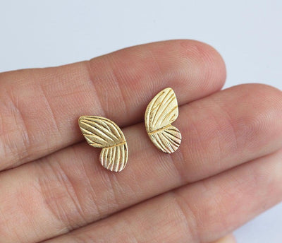 Butterfly wing gold stud earrings