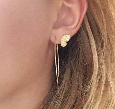 Butterfly wing gold stud earrings