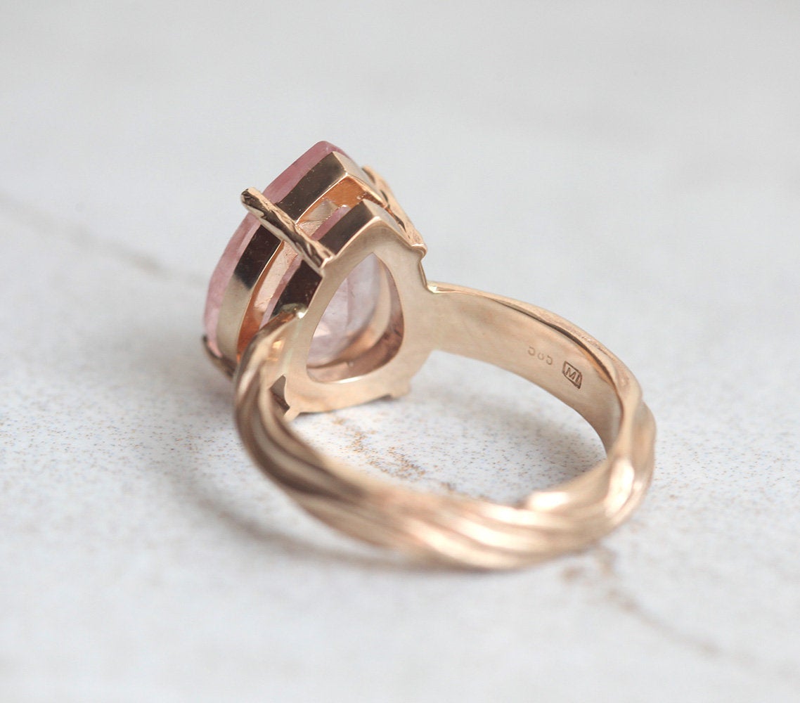 Gold Pear Morganite Ring