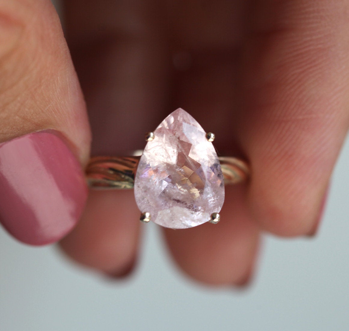 Pear Morganite Ring