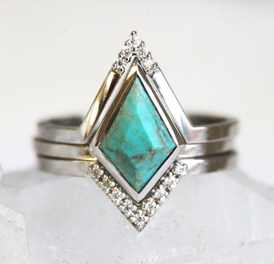 Kite Turquoise Ring Set with Diamonds