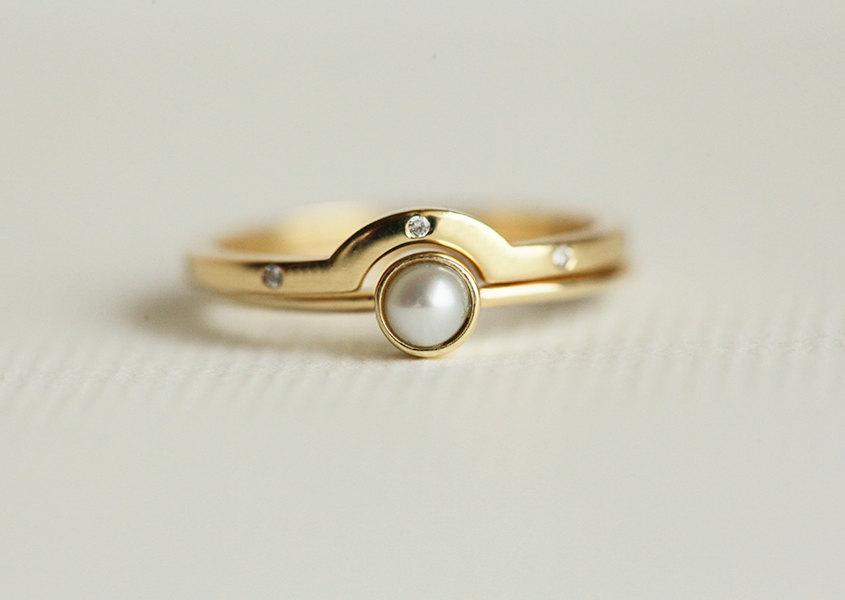 Celia Round Pearl Ring Set-Capucinne