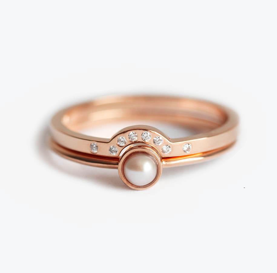 Celia Round Pearl Ring Set-Capucinne