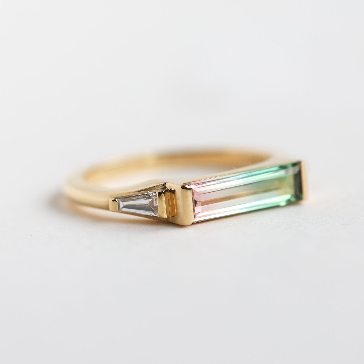 Baguette Watermelon Tourmaline ring 