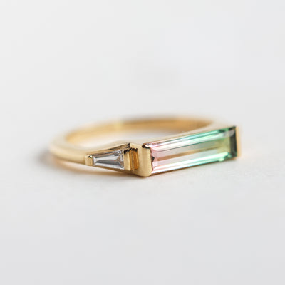 Baguette Watermelon Tourmaline ring 