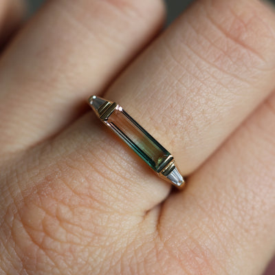 Baguette Watermelon Tourmaline ring 