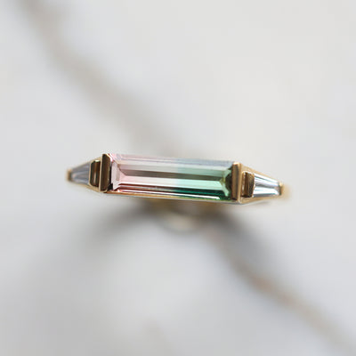 Baguette Watermelon Tourmaline ring 