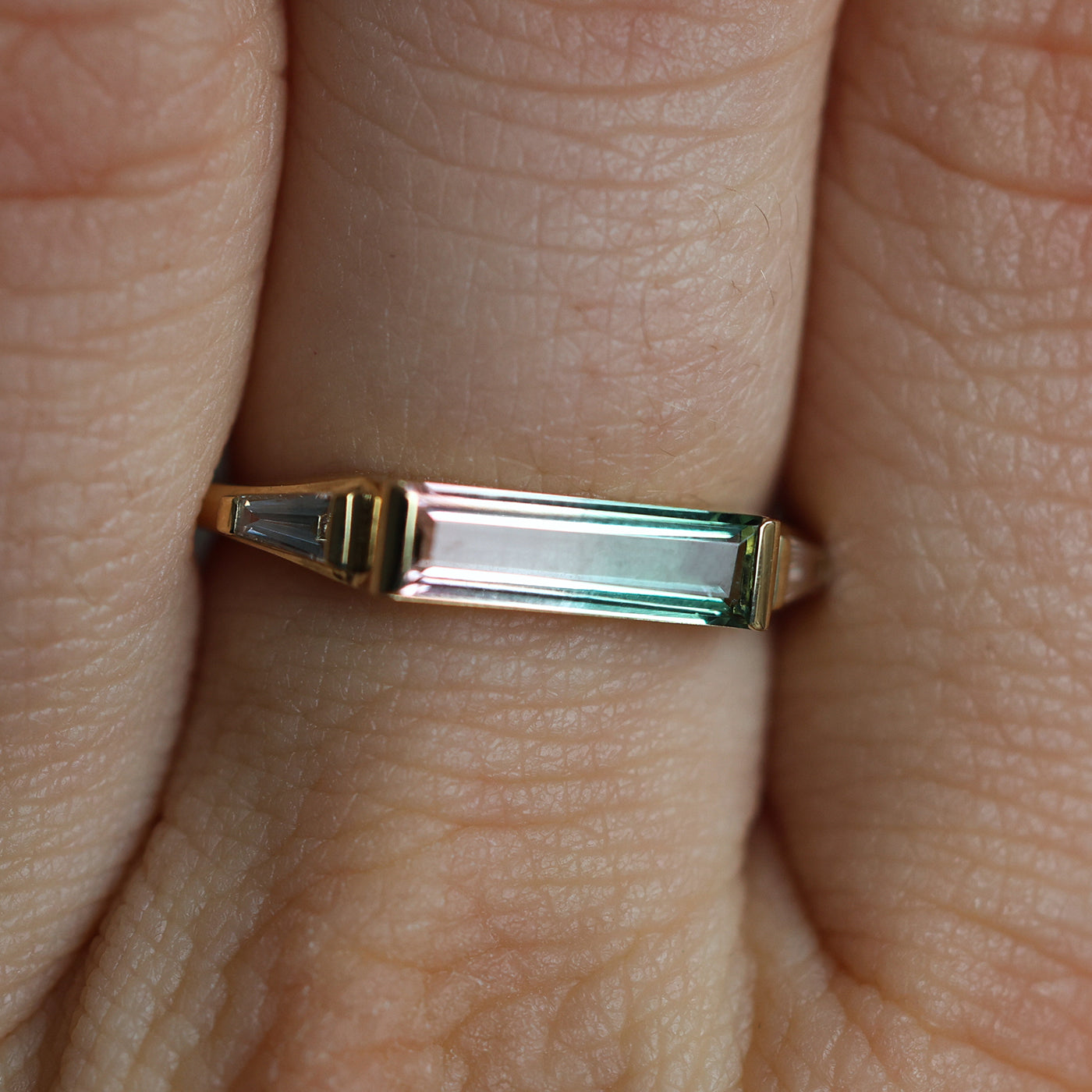 Baguette Watermelon Tourmaline ring 
