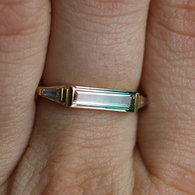 Baguette Watermelon Tourmaline ring 