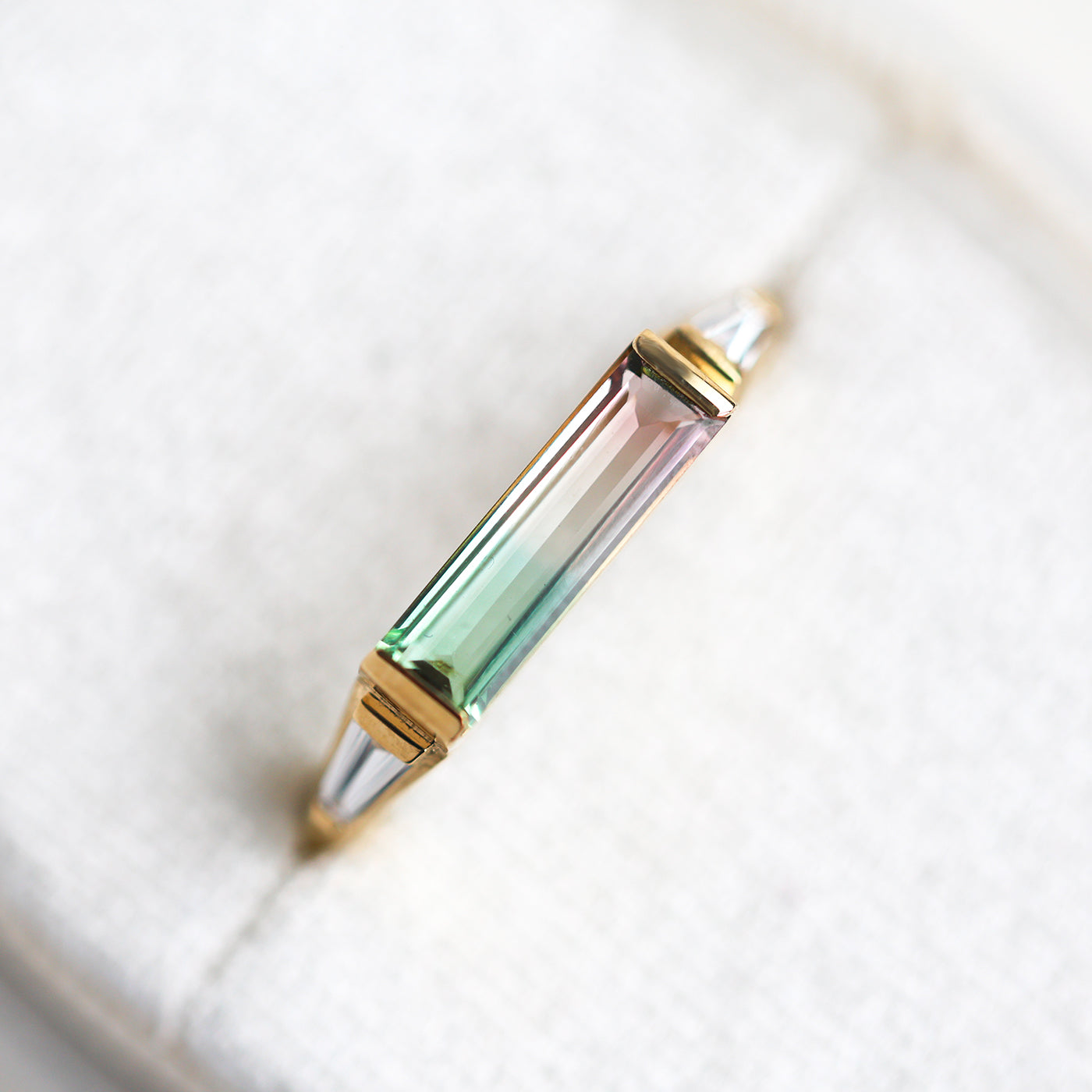 Baguette Watermelon Tourmaline ring 
