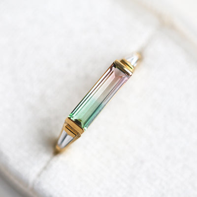 Baguette Watermelon Tourmaline ring 