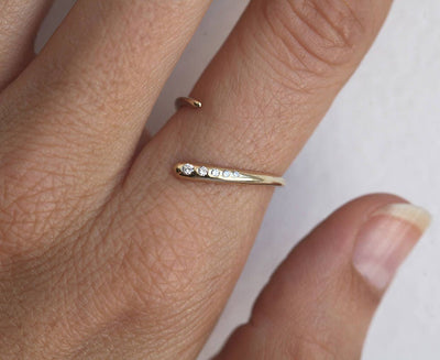 Round White Diamond Wrap Wedding Ring