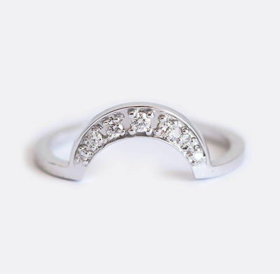 Crescent-Shaped, Nesting Round White Diamond Band