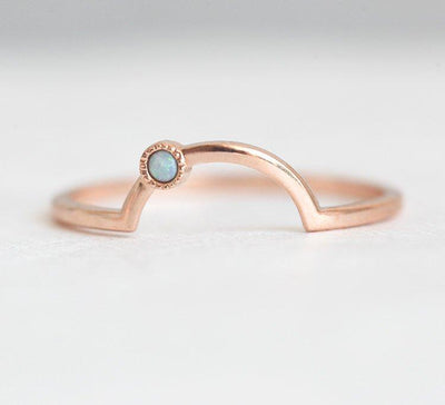 Curved Opal Nesting Band With Milgrain Detail