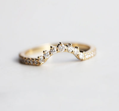 Curved, All White Round Diamond Ring