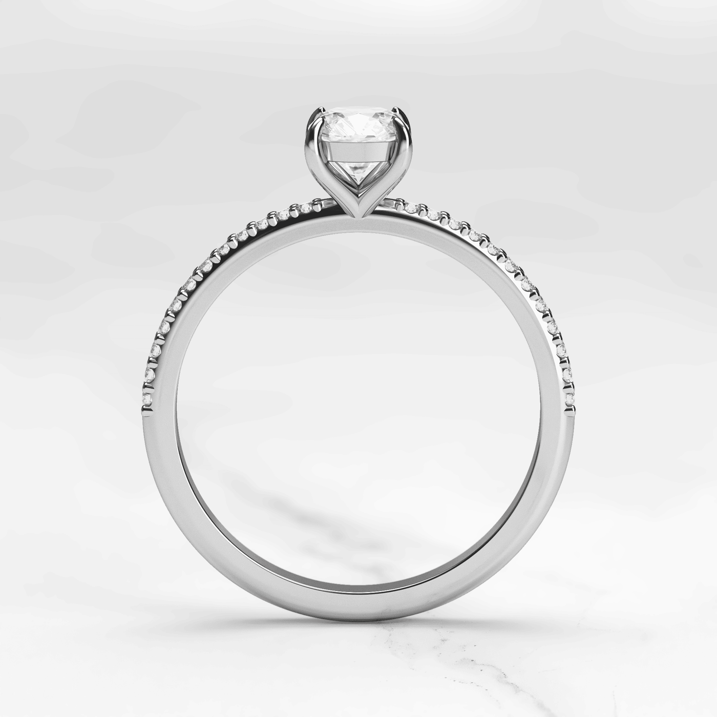 Cushion-Cut Diamond with Half Pave Gold Ring