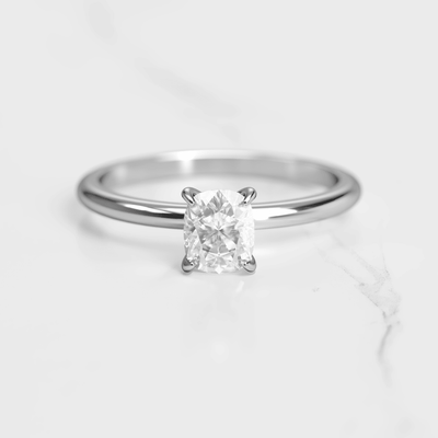 Cushion-Cut Solitaire Diamond Ring