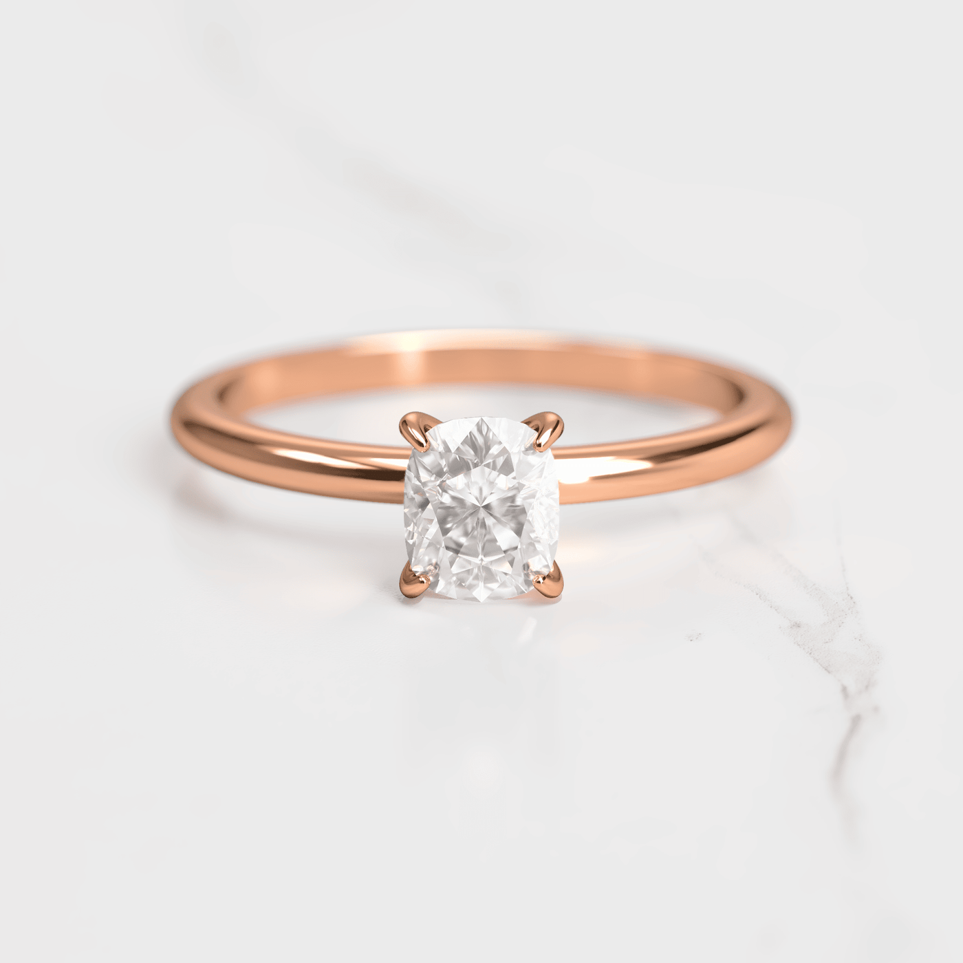 Cushion-Cut Solitaire Diamond Ring