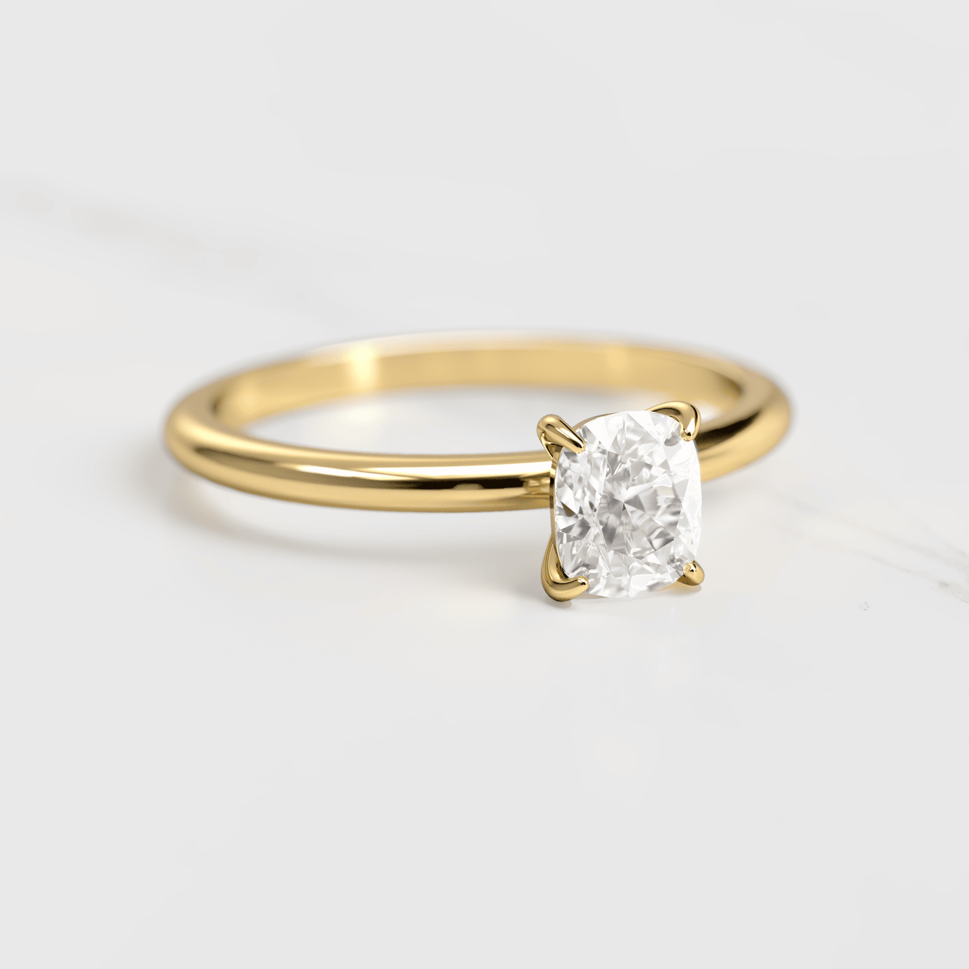 Cushion-Cut Solitaire Diamond Ring