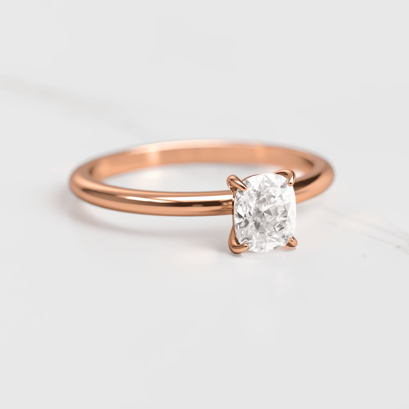 Cushion-Cut Solitaire Diamond Ring