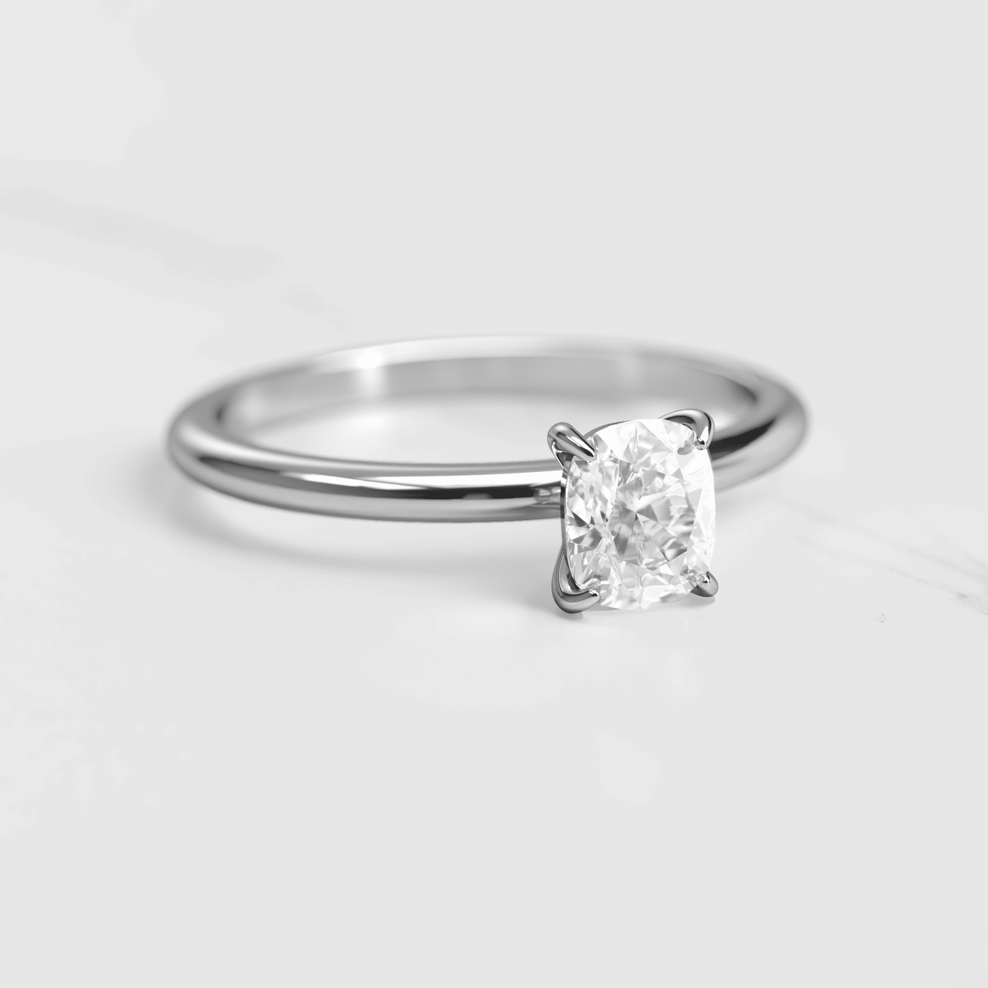 Cushion-Cut Solitaire Diamond Ring