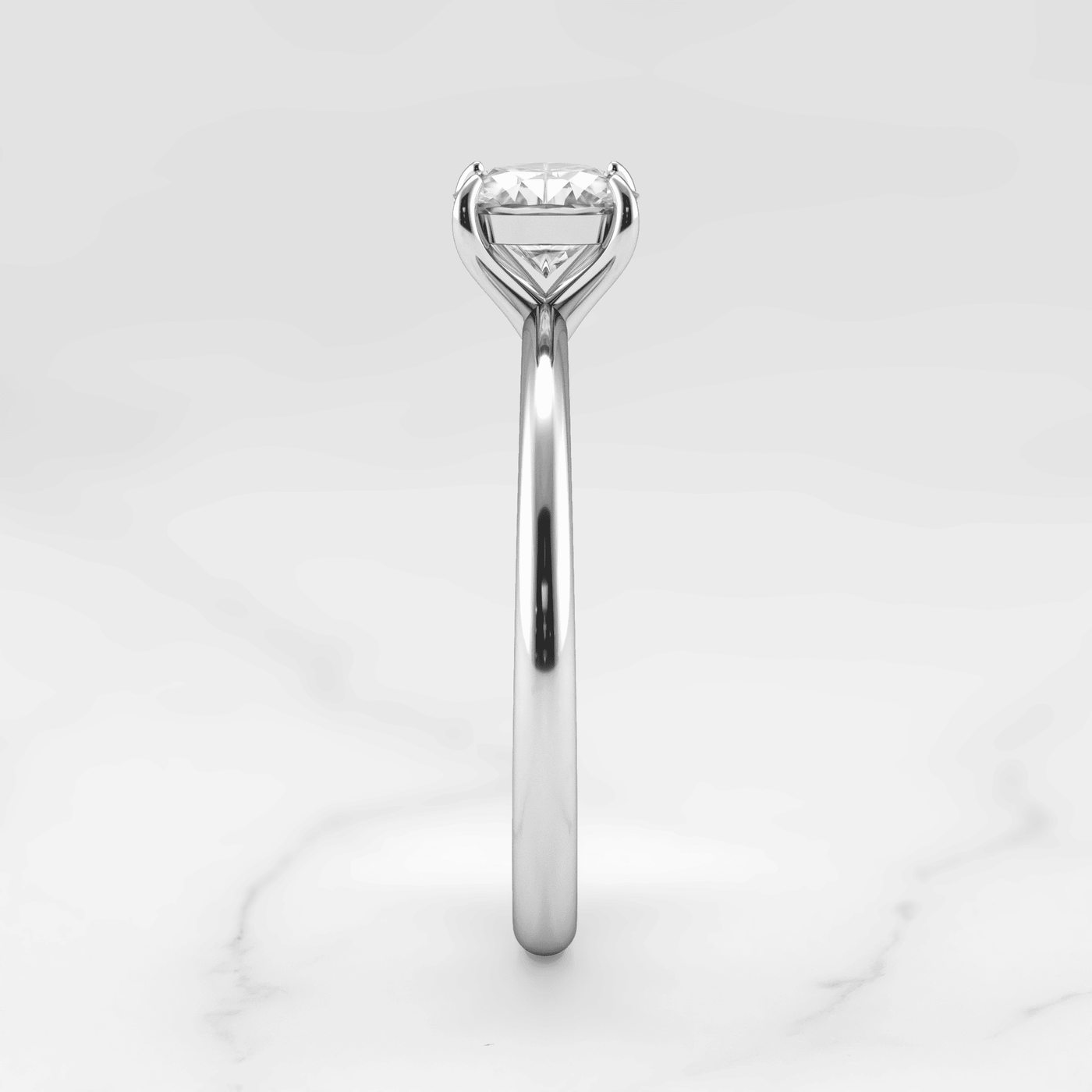 Cushion-Cut Tapered Solitaire Diamond Ring