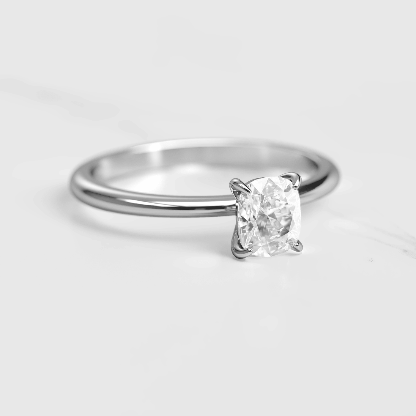Cushion-Cut Tapered Solitaire Diamond Ring