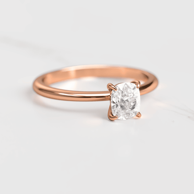 Cushion-Cut Tapered Solitaire Diamond Ring