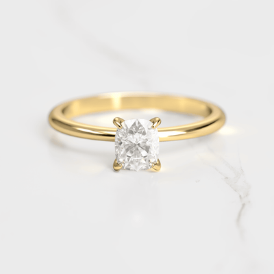 Cushion-Cut Tapered Solitaire Diamond Ring