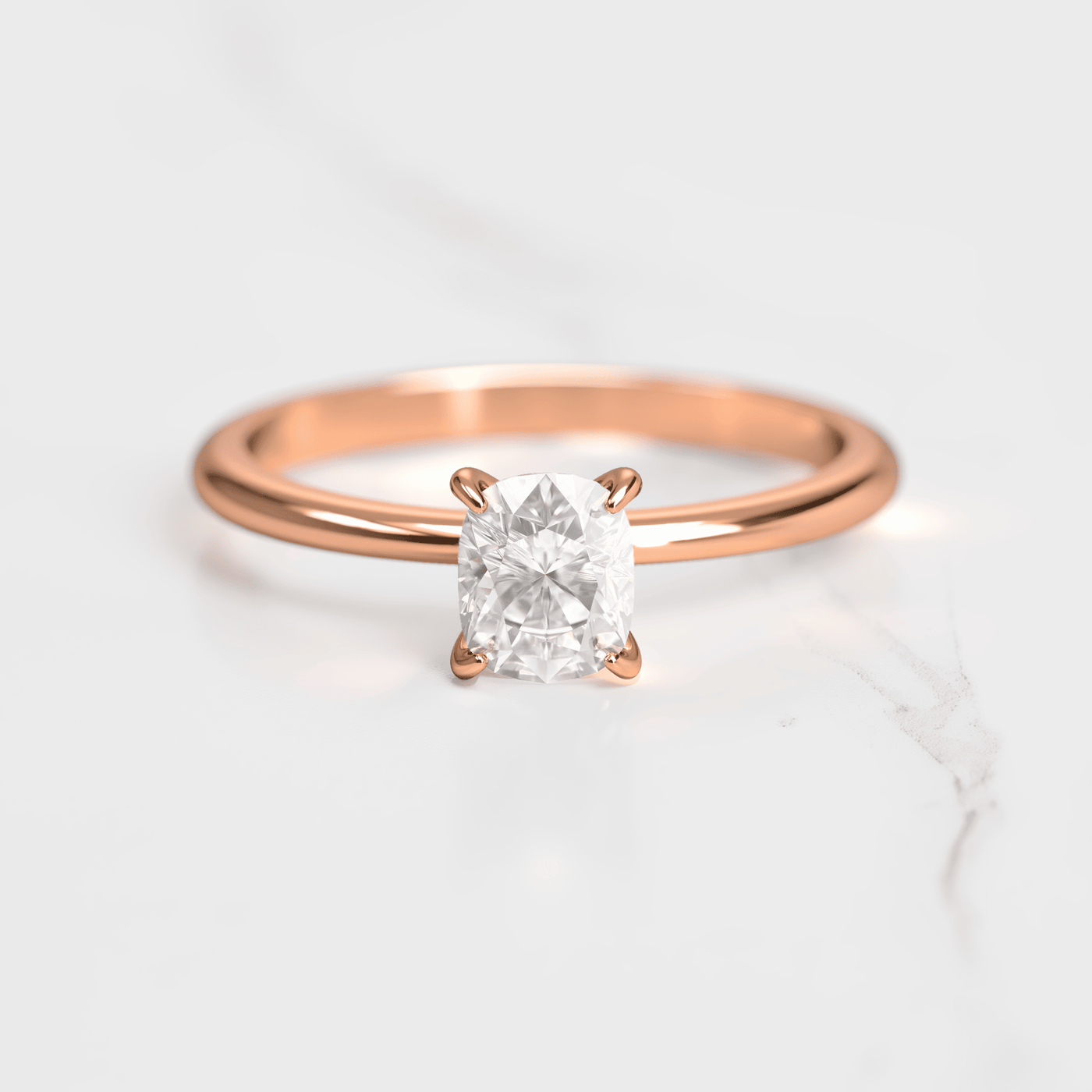 Cushion-Cut Tapered Solitaire Diamond Ring