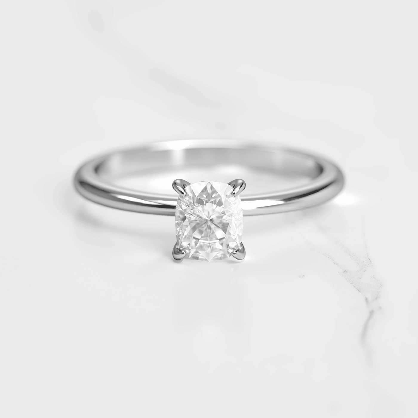 Cushion-Cut Tapered Solitaire Diamond Ring