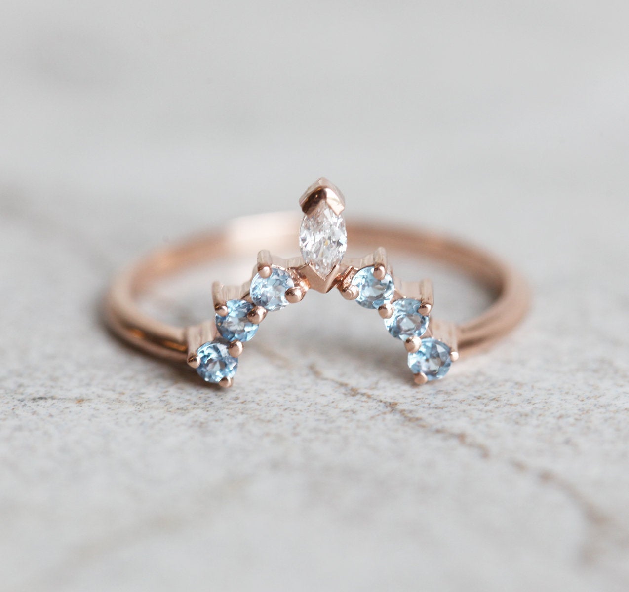 Custom Nesting Band, Gemstone Wedding Band Curved – Capucinne