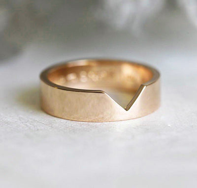 Rose Gold Ring, Matching Rose Gold Band-Capucinne