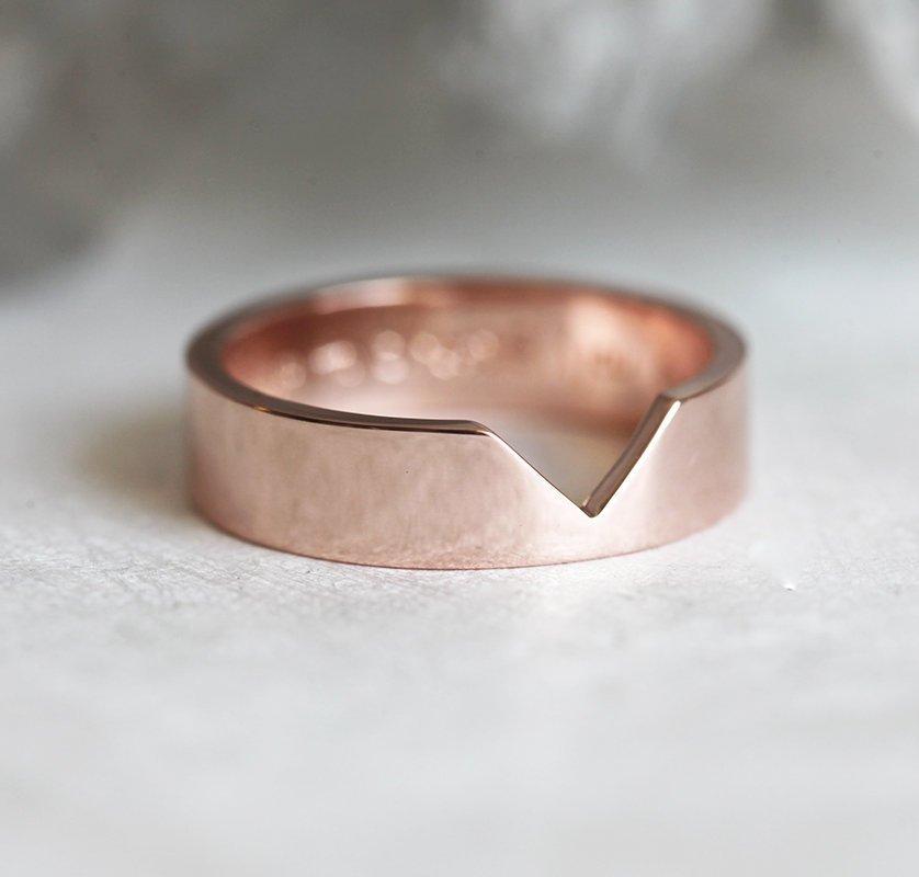 Rose Gold Ring, Matching Rose Gold Band-Capucinne