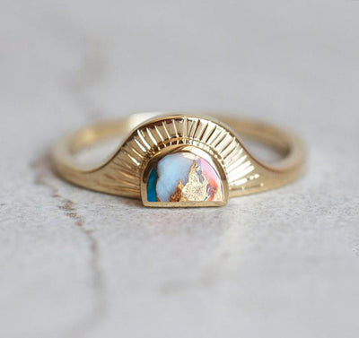 Cyra Oyster turquoise ring half moon