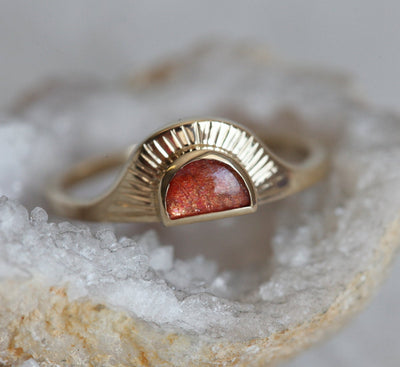 Cyra Sunstone Ring With Matching Bands-Capucinne