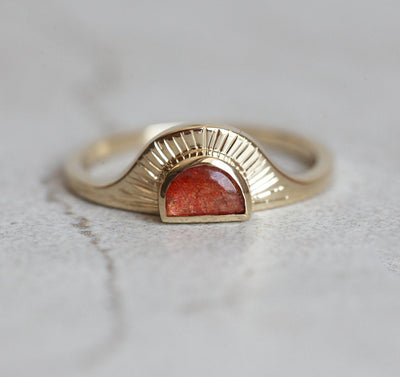 Cyra Sunstone Ring With Matching Bands-Capucinne