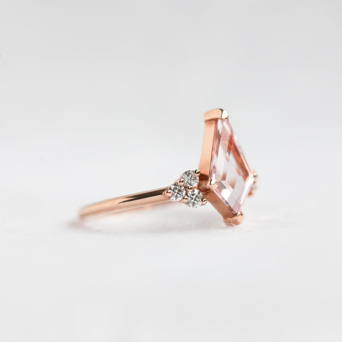 Morganite Rose Gold Ring with Accent Diamonds