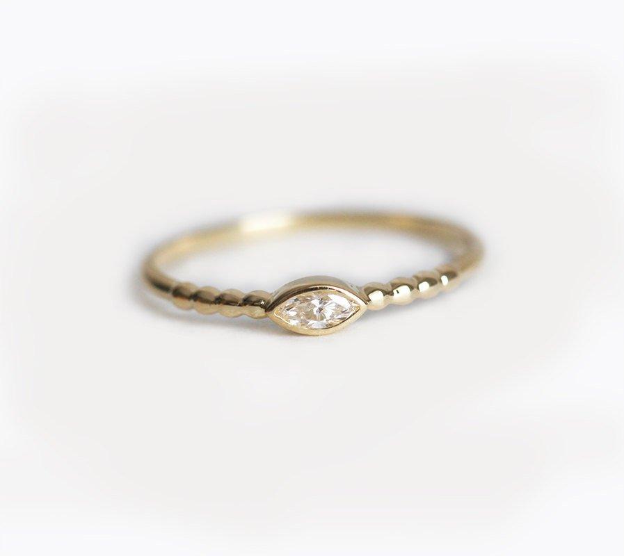 Marquise Cut White Diamond Engagement Ring