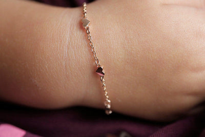 Children's rose gold hearts bracelet