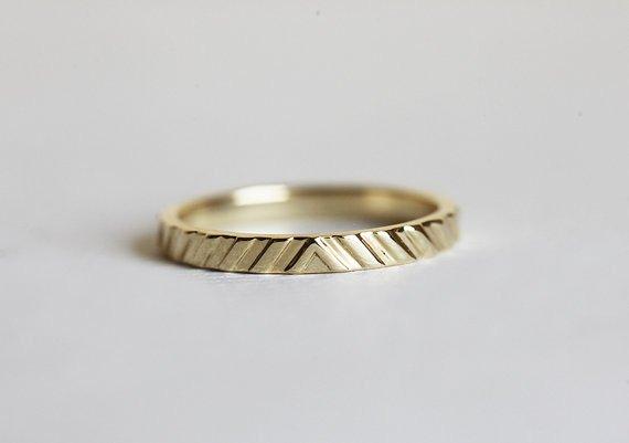 Textured gold wedding band