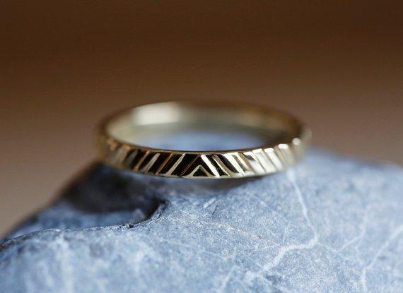 Textured gold wedding band