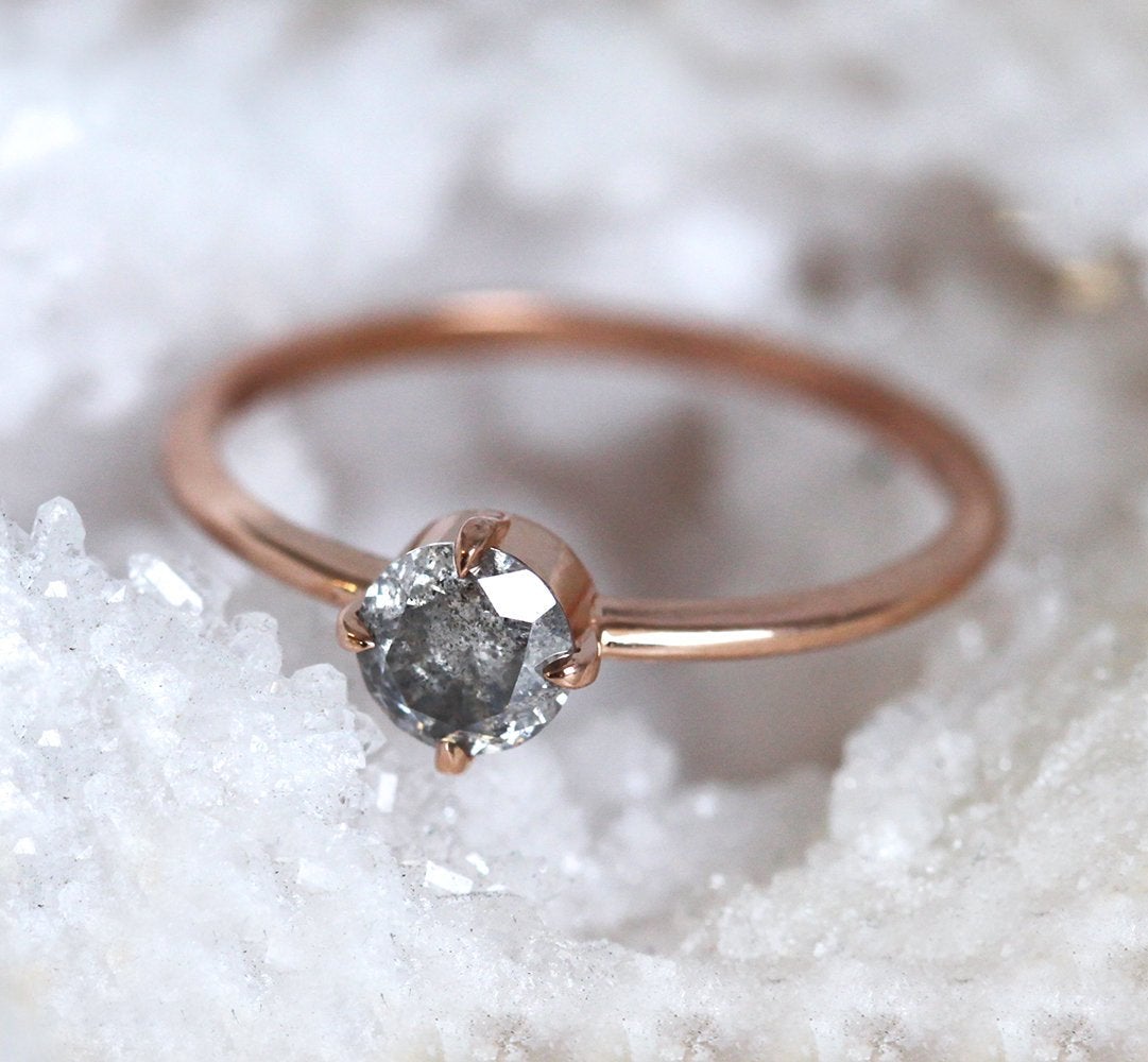 Round Salt & Pepper Diamond Ring