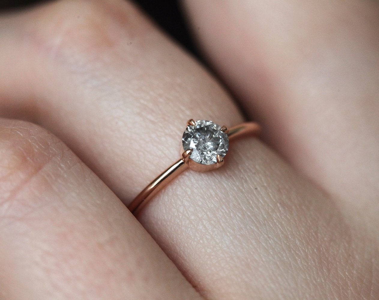 Round Salt & Pepper Diamond Ring