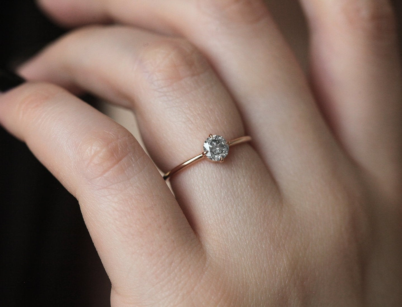 Round Salt & Pepper Diamond Ring