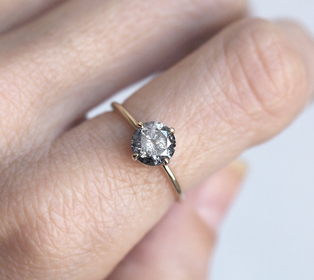 Round Salt & Pepper Diamond Ring